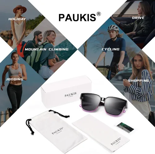 Vista 6 de Gafas de sol que se ajustan sobre las gafas de sol para mujer, protección UV, polarizadas, grandes, redondas, ojo de gato, gafas de sol de gran