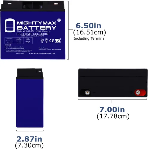 Vista 2 de Mighty Max Battery Batería de repuesto GEL de 12V 18AH para FM12180
