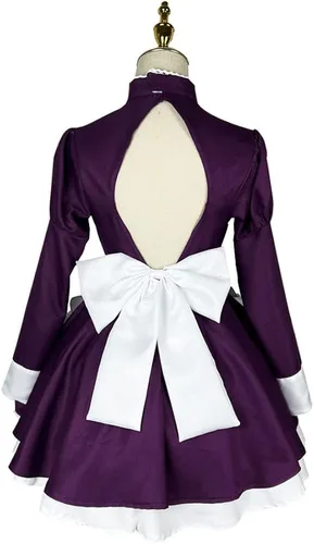 Vista 4 de COLSA Disfraz de sirvienta de anime, vestido de sirvienta con máscaras, trajes de Halloween