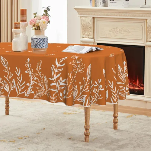 Vista 12 de Horaldaily Fall Tablecloth 52×70 Inch Rectangular, Thanksgiving Autumn Harvest Blue Wild Flowers Table Cover for Party Picnic Dinner Decor