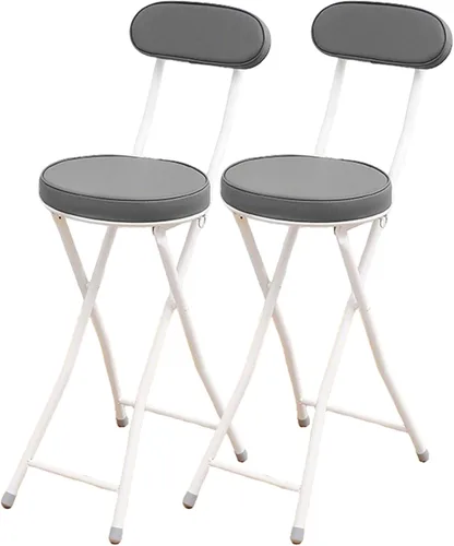 Vista 8 de 2-Pack Simple Bar Height Folding Chairs, Casual Wrought Iron Back Chairs, X-Frame Structure(Brown Color)
