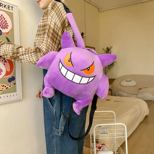 Vista 5 de PSNFDU Mochila de animales de peluche para jugar a la escuela, regalo de anime para adolescentes y niños, niños y niñas, Púrpura