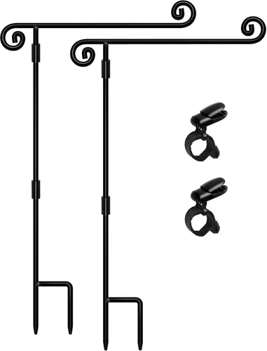 Vista 8 de HOOSUN Soporte para Bandera de Jardín, Soporte de Hierro Forjado para Bandera de Patio, Soporte Perfecto para Banderas de Jardín de 12.5x18