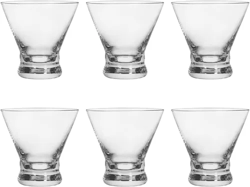 Vista 7 de Juego de 12 vasos de Martini – Copas de cóctel de diseño ceñido de 8 onzas con base pesada, construcción sin tallo para estabilidad – Vasos de barra