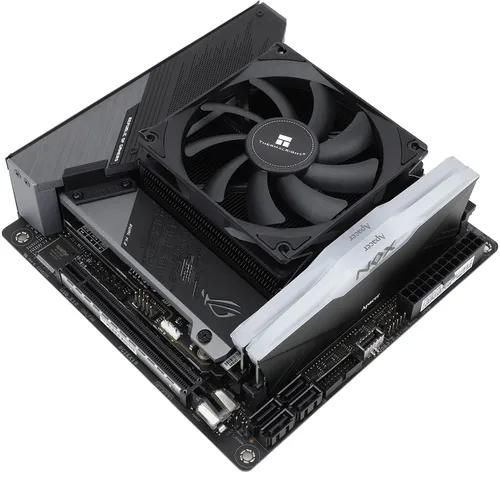 Vista 7 de Thermalright AXP90-X53 Enfriador de aire negro de bajo perfil para CPU, 2.087 in de altura, con ventilador de CPU PWM delgado TL-9015B, enfriador