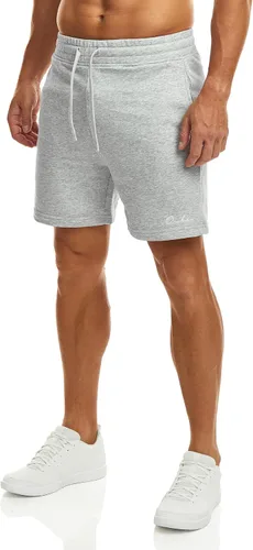 Vista 2 de Ouber Pantalones cortos deportivos de algodón para hombre, pantalones cortos de entrenamiento para gimnasio, deportivos y casuales