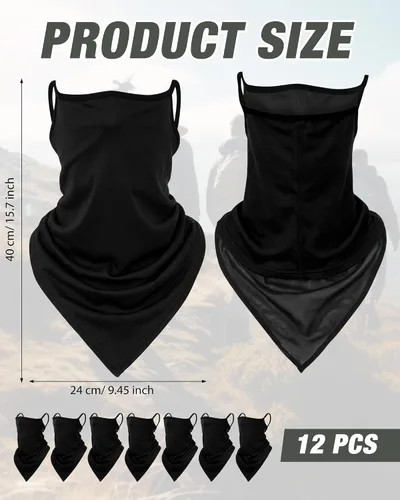 Vista 2 de JaGely Paquete de 12 polainas para el cuello, bufanda, máscara elástica con cinta elástica para las orejas, diadema absorbente para mujeres