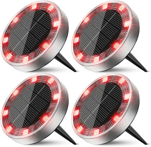 Vista 23 de Peasur Luces solares de suelo para exteriores, paquete de 24 luces planas de disco con energía solar, IP68 impermeable, antioxidante, iluminación