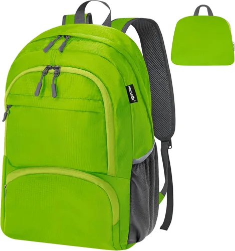 Vista 13 de Holyluck - Mochila ligera de 20 L, plegable, para senderismo, mochila de viaje plegable para hombres y mujeres, pequeña bolsa de hombro plegable
