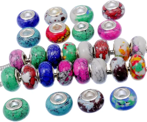 Vista 5 de rubyca Mix piedra encanto Beads Fit Europea encanto pulsera de joyas