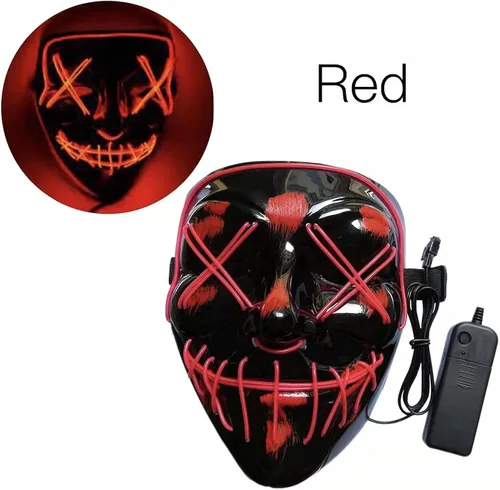 Vista 7 de VITALL Máscaras de Halloween disfraz de miedo disfraz de purga para mujeres hombres niños mascarada cosplay carnaval festivales fiestas regalos rojo
