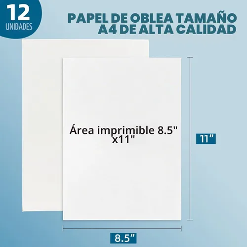 Vista 2 de Papel de oblea comestible tamaño A4, 8.5 "x 11" grado alimenticio, 25 Blanco