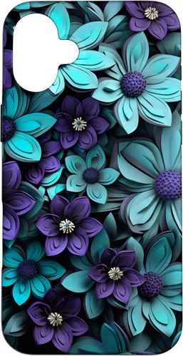 Vista 23 de Purple Flowers Teal Blue Floral Cute Botanical Garden Print Case for iPhone 17