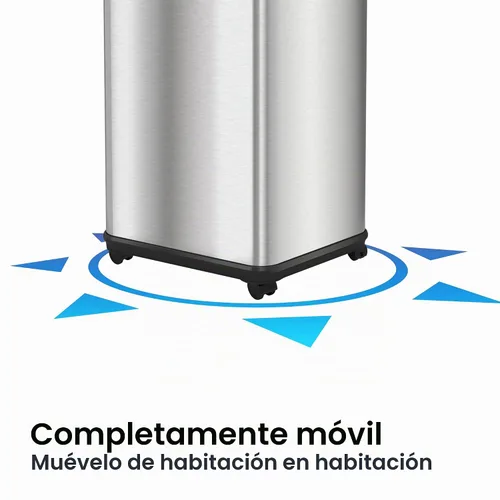Vista 4 de iTouchless EcoWise - Contenedor de basura para compost, doble desodorizador, filtros de carbón activado Plata cepillada de 8 galones con ruedas