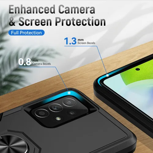 Vista 5 de Funda para Samsung Galaxy A52 5G Galaxy A52 4G con anillo de soporte, resistente protección de grado militar a prueba de golpes para Galaxy A52 5G