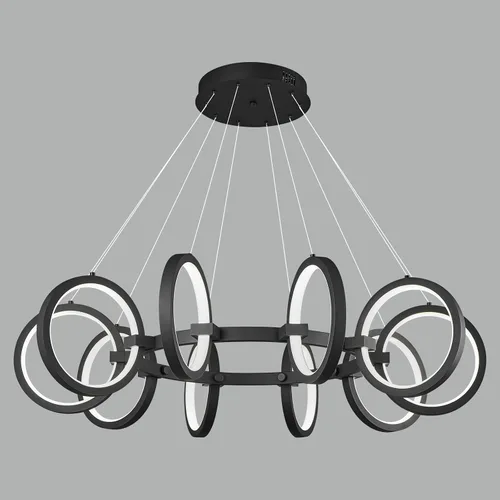 Vista 11 de Moderno candelabro LED regulable redondo, lámparas colgantes de 8 anillos, lámparas colgantes ajustables para cocina, isla, sala de estar, comedor