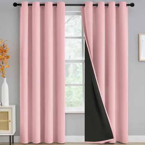 Vista 154 de Yakamok Cortinas negras, cortinas de ventana con aislamiento térmico y eficiencia energética para dormitorio, cortinas opacas completas y cortinas