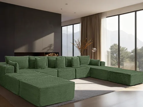 Vista 29 de Sofá modular de gran tamaño de 108 pulgadas, cómodo sofá deshuesado en forma de U para sala de estar, asientos extra profundos, sin montaje, sofá