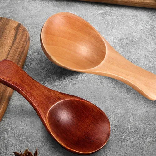Vista 3 de Luxshiny 9 cucharas de madera, cucharas de condimento de madera, cucharas de té de madera para servir condimentos para la cocina del hogar