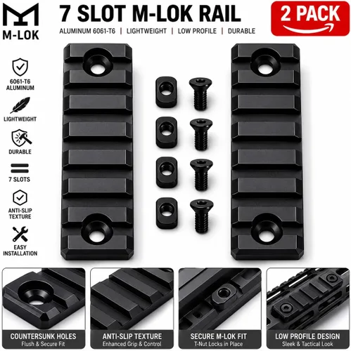 Vista 2 de 360 Tactical 7 Slots M-LOK Sección de riel para M Lok Handguard Siete ranuras Rail Set de 2 piezas