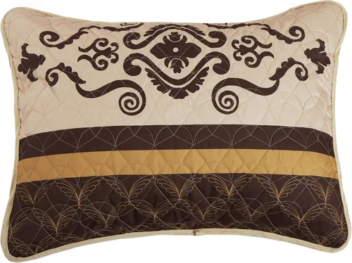 Vista 7 de WPM - Juego de edredón ligero con estampado occidental con funda de almohada, color marrón dorado, tamaño extragrande (100 x 95 pulgadas), colcha