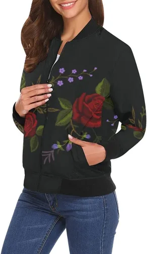 Vista 3 de Rose - Chaqueta bomber para mujer, chaqueta casual con cremallera, cortavientos