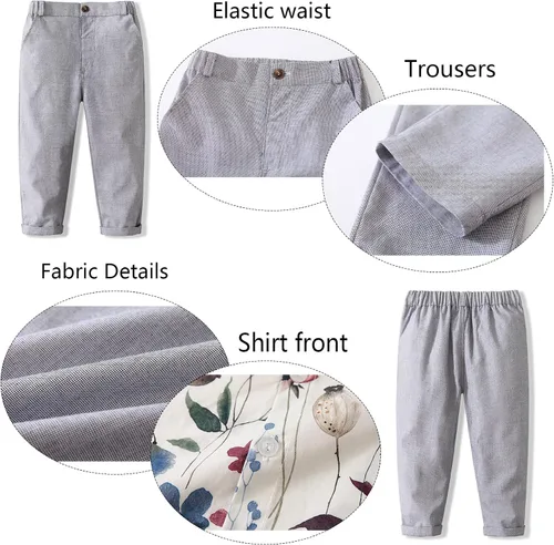 Vista 4 de Baby Boy Gentleman Suit Set with Shirt Pants Outfits Casual Suit