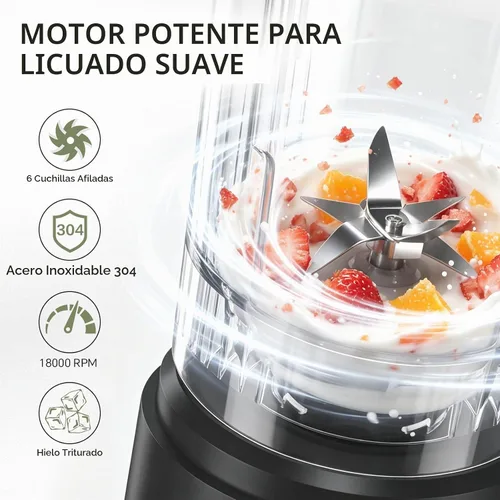 Vista 4 de Licuadora portátil exprimidor personal para batidos batidos con funda GZ50-3+Funda negra
