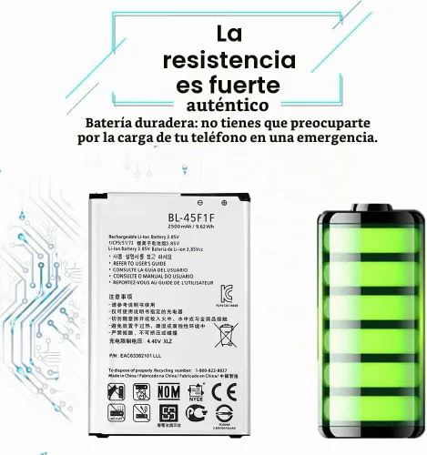 Vista 2 de Para LG Fortune M153 Fortune 2 LMX210CM K8 2017 LV3 Reemplazar la batería BL-45F1F