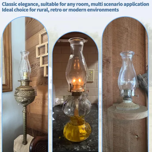 Vista 7 de SUNJIKA - Lámpara de aceite de repuesto para chimenea, base de 3 pulgadas, pantalla de vidrio transparente