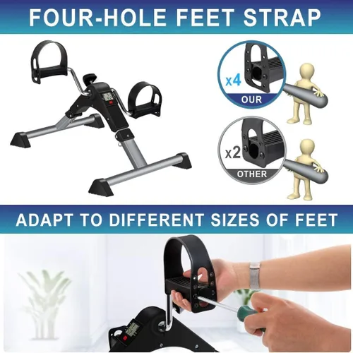 Vista 3 de Bicicleta estática plegable para debajo del escritorio, ejercitador de pedal de brazo y pierna portátil