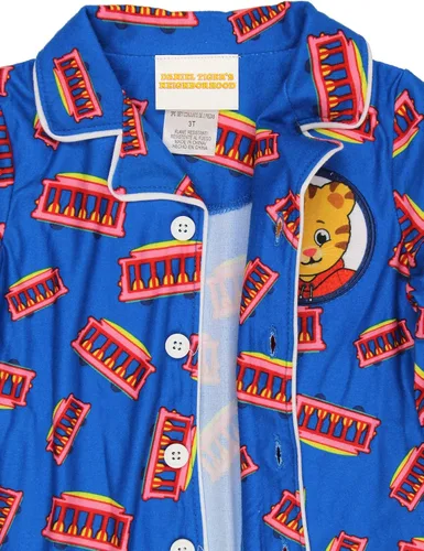 Vista 6 de Daniel Tiger s Neighborhood - Pijama estilo abrigo de franela para niños pequeños Azul Patchwork
