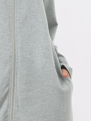 Vista 6 de cheibear Bata con cremallera para mujer, sudadera con capucha, manga larga, bata de baño con bolsillos