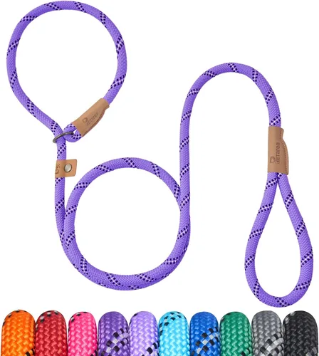 Vista 15 de Correa Deslizante de 5 Pies para Perro, Correa de Cuerda Resistente para Perros Pequeños, Medianos y Grandes, Correa de Entrenamiento Sin Tirones