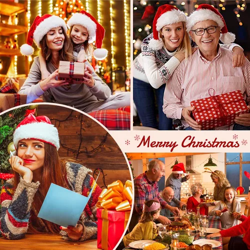 Vista 7 de Zando Christmas Hats Adults for Women Men Santa Hat Adult Winter Santa Beanie Warm Christmas Hats Christmas Beanie Hat