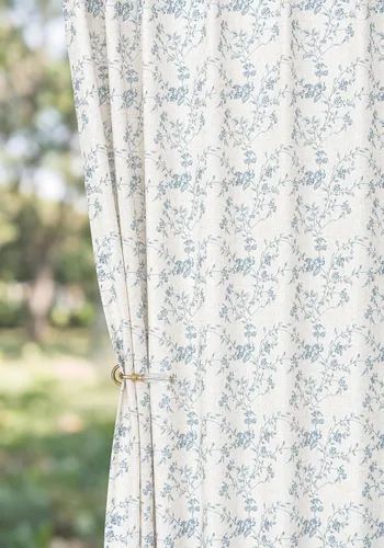 Vista 10 de Cortinas plisadas semitraslúcidas filtrantes de luz, de mezcla de lino de lujo, para sala de estar, dormitorio, comedor, casa rural estampada, juego