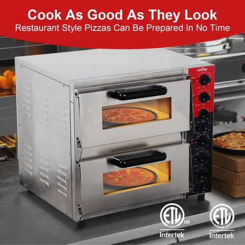 Vista 6 de Hot Dog - Horno eléctrico para pizza con 7 rodillos y doble cubierta comercial de 16 pulgadas