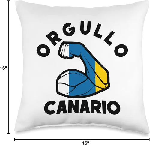 Vista 4 de Islas Canarias y Diseños Canarios Bandera Islas Canarias Flag Orgullo Canario - Almohada de 16 x 16 pulgadas, multicolor