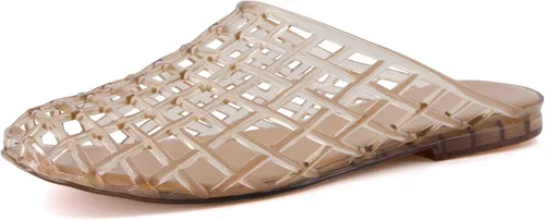 Vista 9 de CUSHIONAIRE Lab Lattice Jelly Flats para mujer, sandalias de punta cerrada Moca