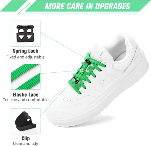 Vista 2 de Neo-wows 3 pares de cordones elásticos sin atar para zapatos deportivos, cordones elásticos sin atar para niños y adultos, cuerdas planas
