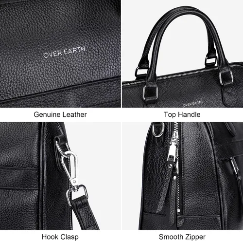 Vista 7 de Over Earth Bolso bandolera de cuero genuino con asa superior para mujer