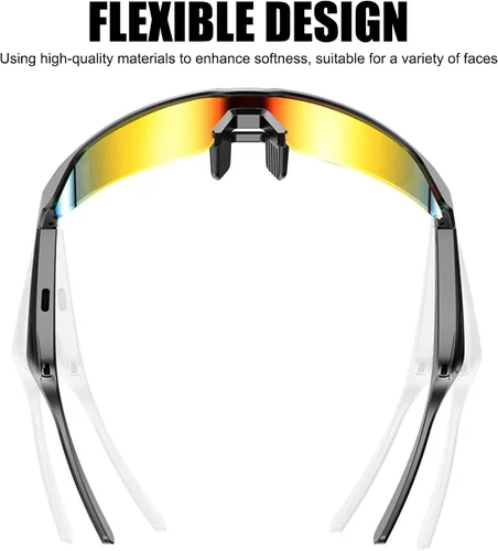 Vista 2 de OBEST - Gafas Bluetooth impermeables para ciclismo y correr Built-in Mic, Voice Assistant, Polarized Lenses,Open-Ear Speakers, UV Protection