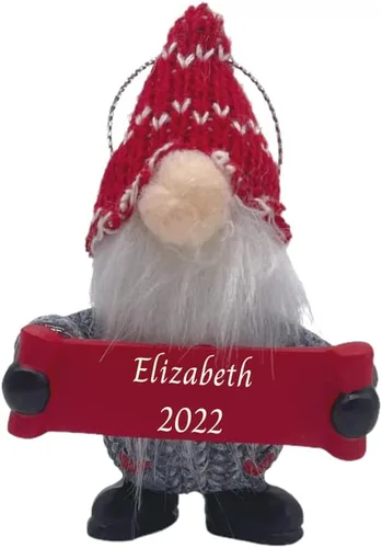 Vista 4 de Adorno personalizado para árbol de Navidad 2022 para niños, adorno de Navidad personalizado con gnomo, recuerdo infantil para niños y niñas Suéter