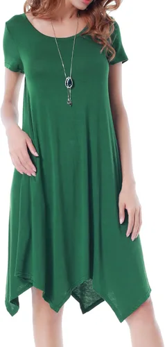 Vista 5 de Invug Vestido casual de manga corta con cuello redondo y bolsillos para mujer
