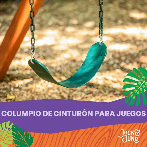 Vista 2 de Jack & June - Columpio con cinturón verde con cadenas de 80 pulgadas para altura de cubierta de 5 pies y 6 pies