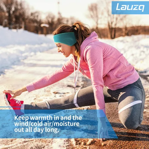 Vista 4 de Lauzq Invierno de forro polar calentadores de orejas para hombres, mujeres, niños, esquí, correr, ciclismo