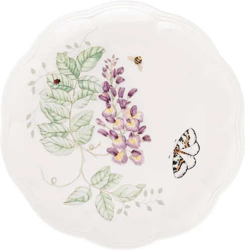 Vista 5 de Lenox Taza y platillo de porcelana Meadow, 1.3 libras, mariposa azul