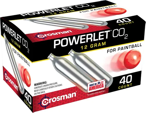 Vista 2 de Crosman CC40PB CO2 Powerlet para paintball (40 unidades), color negro Snug Neck Seal Prevents Gas Leaks - Strong Metal Walls Handle Heavy Use