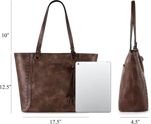 Vista 3 de Wrangler - Bolsos de mano Hobo de cuero vegano para mujer, con asa superior