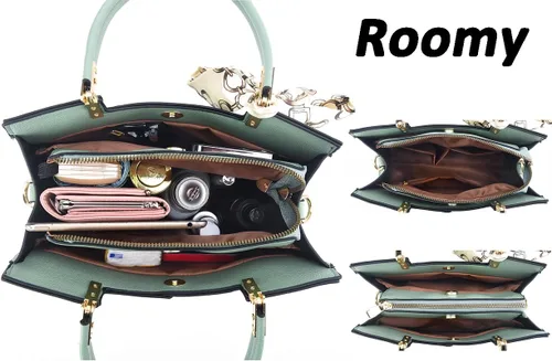 Vista 6 de Bolso de mano de cuero para mujer con asa superior, bolso bandolera